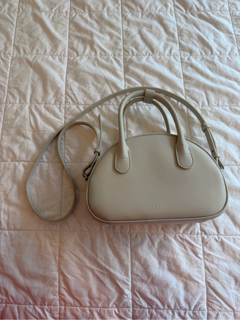 ROH SEOUL cream leather bowling bag